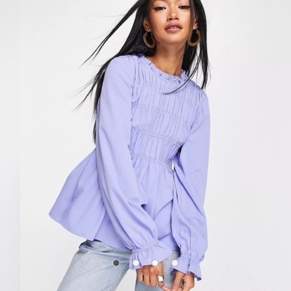 Vero‎ Moda shirred top in purple T7